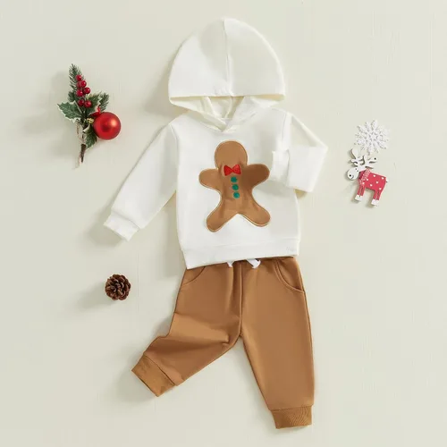 Miniatura 51 de Conjunto de ropa de otoño e invierno para bebé y niño, sudadera larga con capucha y pantalones para niños pequeños, 6, 12, 18, 24 meses, 2T