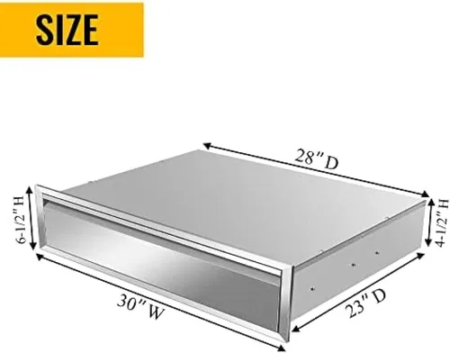 Miniatura 3 de Cajones dobles de acero inoxidable de montaje empotrado con asas empotradas para cocinas al aire libre o isla de barbacoa, 30 pulgadas de ancho x