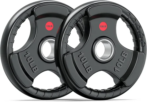 Miniatura 10 de XDDIAS Placas de peso de goma para barra, placa de agarre olímpico de 2 pulgadas para entrenamiento de fuerza, levantamiento de pesas y culturismo