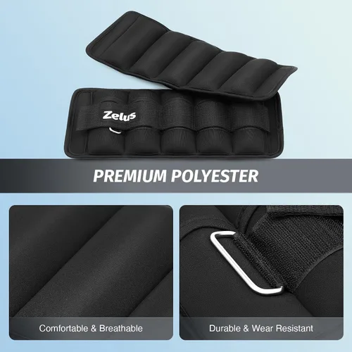 Miniatura 4 de ZELUS - 1 par de pesas de tobillo ajustables, correas de peso para piernas modularizadas de 2, 4, 6, 8, 10 libras para mujeres y hombres, juego