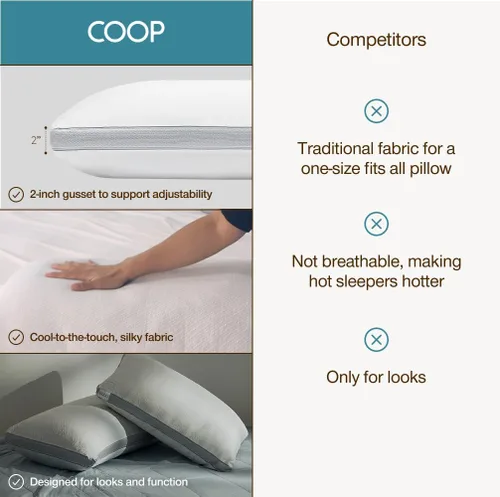 Miniatura 7 de Coop Home Goods Funda de almohada Cool+, tamaño King, funda de almohada refrescante para personas que duermen con calor, ultra suave y transpirable