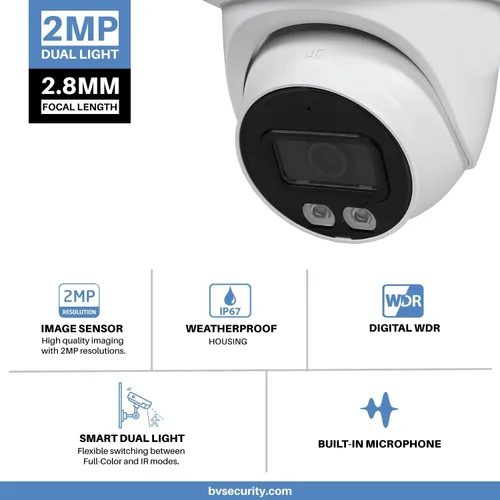 Miniatura 3 de R-Tech Cámara para exteriores TVI de 1080p, luz dual inteligente de 2 MP y visión nocturna a todo color, cámara de seguridad ocular 4 en 1