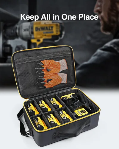 Miniatura 8 de Luxtude Funda de batería extra grande para Dewalt/Milwaukee/Ryobi 12V/18V/20V batería y cargador, organizador de baterías de herramientas
