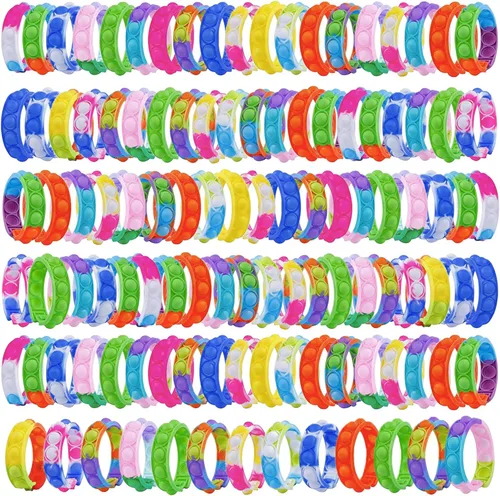 300 pulseras de juguete para ansiedad, pulseras sensoriales de burbujas emergentes, juguetes sensoriales para aliviar el estrés, pulsera de silicona