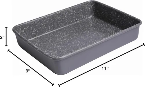 Miniatura 5 de casaWare Horno tostador Ultimate Series de 11 x 9 x 2 pulgadas con revestimiento antiadherente de cerámica para hornear (granito plateado)