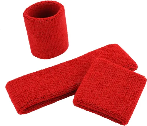 Miniatura 35 de ONUPGO - Conjunto de diadema y muñequeras deportivas para el sudor, hechas de algodón con bucles, muñequeras, contra humedad