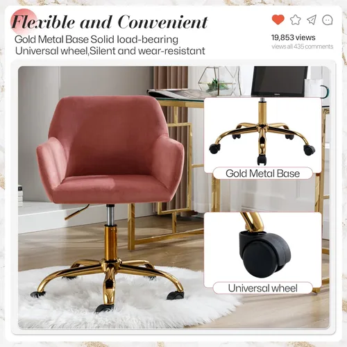 Miniatura 6 de Silla de escritorio de pelo sintético giratoria 360°, silla de oficina moderna ajustable en altura para adolescentes, mujeres y niñas, con base