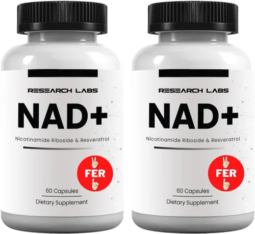 Research Labs Suplemento NAD+ 2 para 1 Anuncio. Fórmula patentada con RiboYOUNG pendiente de patente. Activador NRF2, ribósido de nicotinamida,