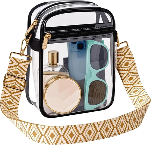 Bolsa transparente para eventos de estadio, bolso transparente con correa extraíble, bolsa de mensajero para conciertos, trabajo, deportes y fiestas