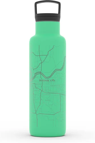 Miniatura 141 de Well Told Botella de agua aislada con mapa de Washington DC grabado, botella de acero inoxidable grabada (21 onzas, blanco) botella aislada de mapa
