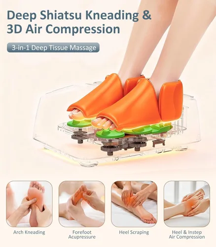 Miniatura 4 de MOUNTRAX Máquina Masajeador de Pies con Calor, Masajeador de Pies para Fascitis Plantar, Dolor de Neuropatía, Masajeador de Pies Shiatsu con Control