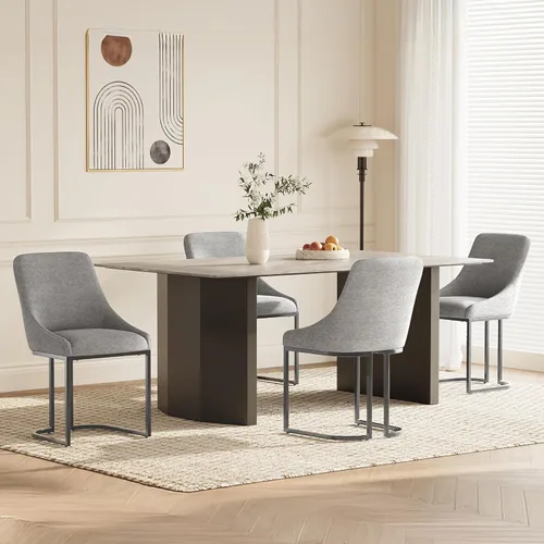 Miniatura 11 de COLAMY LUMA - Juego de 2 sillas de comedor de tela tapizada con patas de metal y cojín acolchado, sillas laterales sin brazos para comedor, cocina