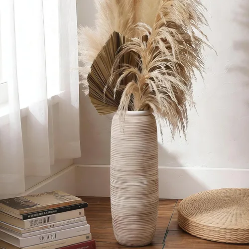 Miniatura 3 de ALMA Jarrón blanco alto para piso, jarrón extra grande de 18'' para ramo de flores secas de hierba de las pampas, jarrones grandes de cerámica