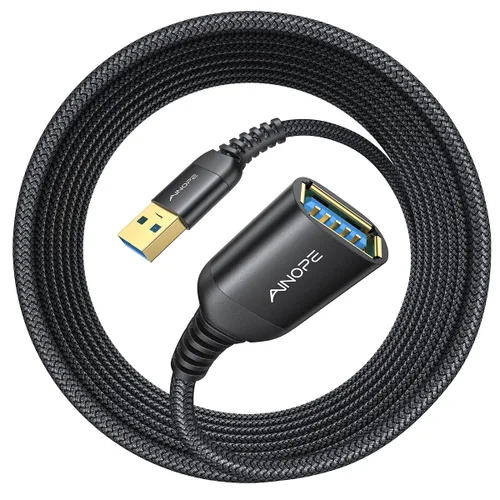 Miniatura 15 de AINOPE - Pack de 2 cables de extensión USB de alta velocidad USB 3.0, tipo A, macho a hembra. Cable de extensión de material trenzado resistente