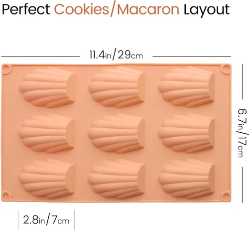Miniatura 3 de Meajore Madeleine - Molde de silicona para hacer galletas Madeline, molde antiadherente para hacer galletas Madeleine (bronce)