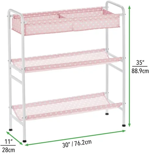 Miniatura 3 de mDesign Marco de metal de 3 niveles, carrito organizador vertical de almacenamiento de juguetes para dormitorio de niños/niños, sala de juguetes
