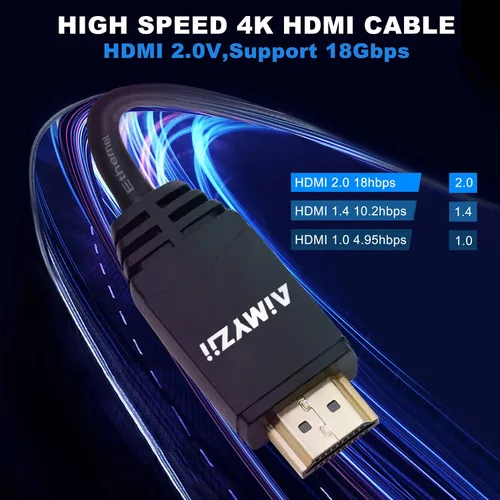 Miniatura 4 de Cable HDMI de 100 pies Aimyzii 4K HDMI 2.0 con refuerzo de señal integrado, soporte 4K 3D 2160P 1080P HDCP2.2 Ethernet ARC y ancho de banda