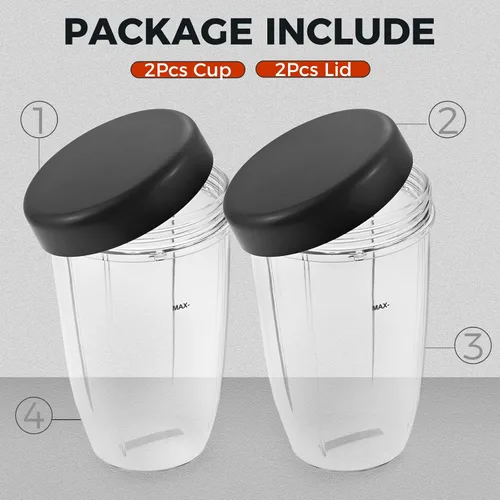 Miniatura 35 de Vasos de licuadora de repuesto para licuadora Nutribullet de 18 onzas con tapa, compatible con Nutribullet 600 W 900 W licuadora exprimidor