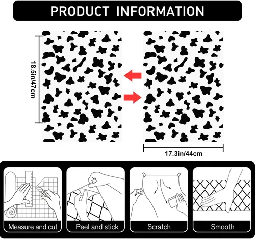 Miniatura 3 de Papel de contacto con puntos blancos y negros, papel tapiz con diseño de vaca para despegar y pegar, autoadhesivo, lindo papel de pared extraíble