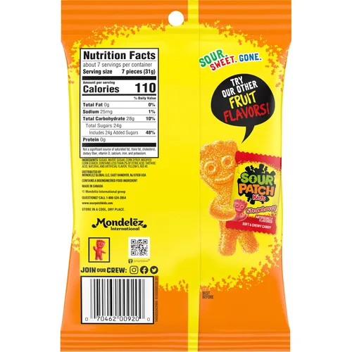 Miniatura 14 de SOUR PATCH KIDS Peach Soft & Chewy Gummy Candy, caramelos a granel, bolsas de 12-8.07 onzas