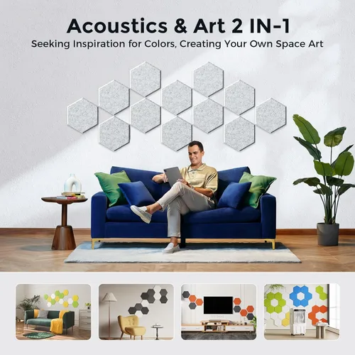 Miniatura 5 de Paneles acústicos autoadhesivos [390 lbs/yd³ de densidad ultra alta], panel de absorción de sonido de segunda generación, panel de sonido de nivel