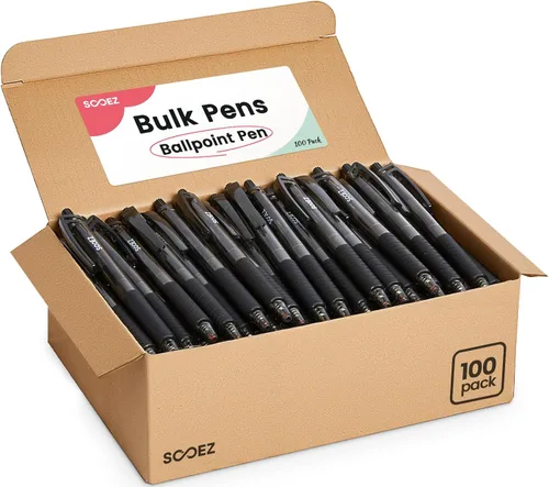 Miniatura 11 de Sooez Paquete de 12 bolígrafos a granel, bolígrafos de escritura suave con agarre suave, bolígrafo de tinta negra retráctil, bolígrafos de punta