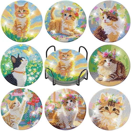 Miniatura 12 de Praise V Do Juego de 6 posavasos de pintura de diamante con soporte de base de corcho, posavasos de Navidad para principiantes, adultos