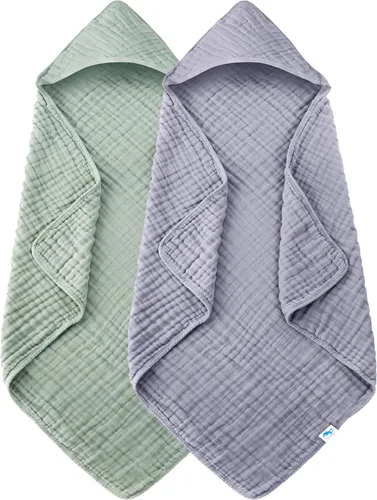 Miniatura 18 de SWEET DOLPHIN - Paquete de 2 toallas de baño de muselina para bebés y niños pequeños, manta 100% algodón, 40 x 40 pulgadas, altamente absorbentes