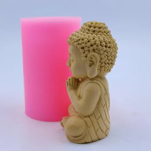 Miniatura 5 de Molde de vela de Buda, versión mejorada, molde de cera perfumada, moldes de silicona hechos a mano para decoración de manualidades de yeso de resina