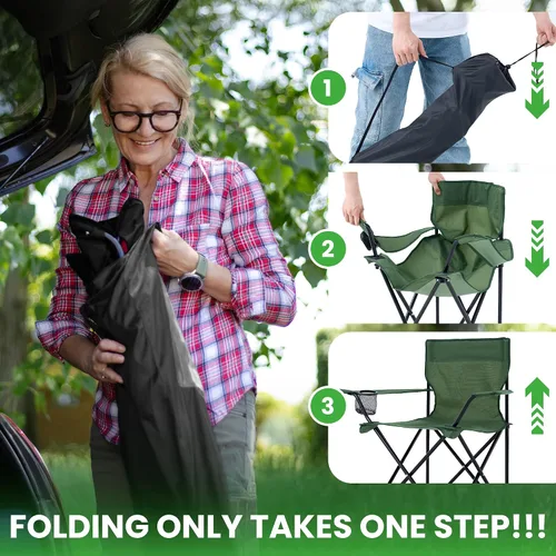 Miniatura 6 de 2 Pack Portable Camping Chairs Folding Lawn Chair Outdoor Lightweight Beach Chair with Cup Holder & Carry Bag for Outside Sports, Fishing, Hiking