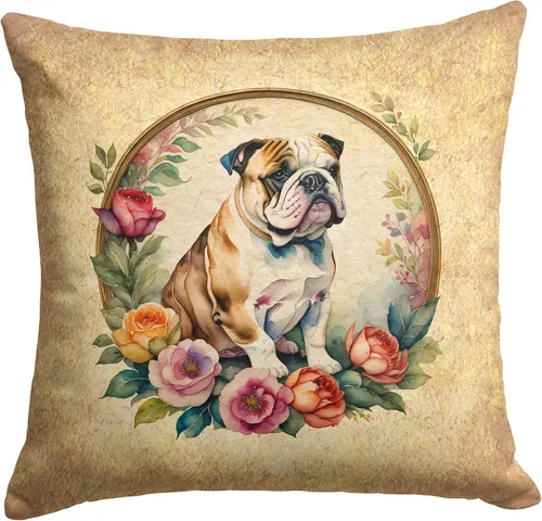 Miniatura 147 de Caroline's Treasures DAC2072PW1414 Affenpinscher and Flowers - Almohada decorativa de tela, lavable a máquina, para interiores y exteriores