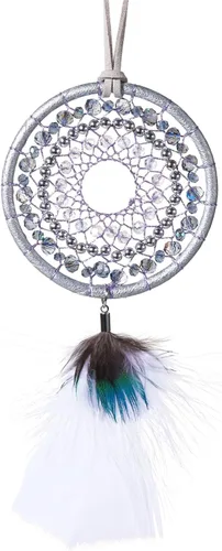 Miniatura 7 de Atrapasueños azul hielo, plumas de pavo y plumas de pavo real, hecho a mano, pequeño atrapasueños para dormitorio, atrapasueños para niñas