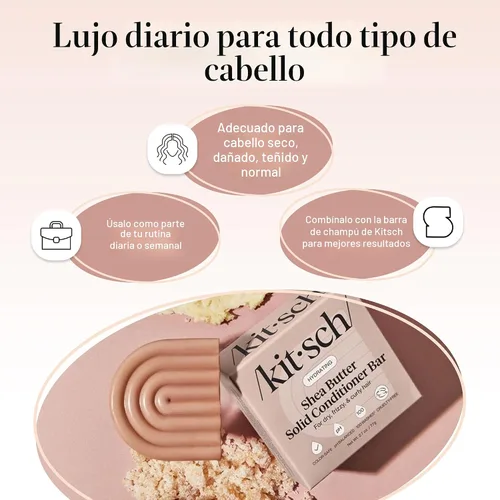 Miniatura 6 de Kitsch Barra de acondicionador de manteca de karité – Acondicionador hidratante para restaurar la humedad del cabello, domar el encrespamiento