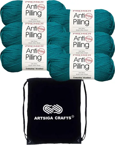 Miniatura 59 de Premier Yarns Everyday Anti-Pilling Soft Peach DN100-55 (6 madejas, el mismo lote de tinte) Hilo acrílico #4 para ganchillo y tejido con bolsa