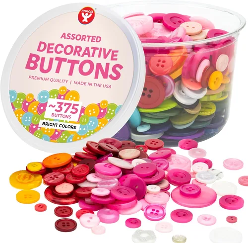 Miniatura 17 de 500 botones surtidos (aproximadamente) para manualidades – Contenedor a granel de 1 libra – Botones pequeños y grandes para coser, camisas, ropa