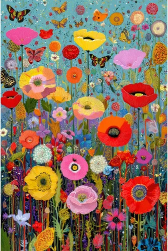 Miniatura 11 de Rompecabezas para adultos de 1000 piezas, rompecabezas de pared de flores coloridas para adultos, pintura de arte floral, flores de arco iris