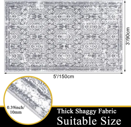 Miniatura 2 de Vaukki Alfombra para sala de estar, alfombra vintage peluda suave para lavandería, alfombra antideslizante para cocina, alfombra lavable