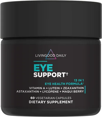Livingood Daily Soporte para los ojos, suplemento de visión 13 en 1 con luteína, zeaxantina, astaxantina, vitamina A, licopeno, bayas de maqui y