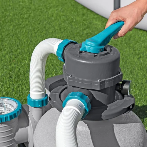 Miniatura 6 de Bestway Bomba de piscina con filtro de arena de 2,200 galones para piscinas sobre el suelo de hasta 14,400 galones con cesta coladora de prefiltro