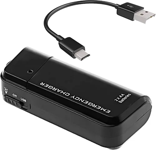 Cargador de batería AA portátil para Sony Xperia Z4 y cargador de emergencia con luz LED (2 pilas AA), color negro