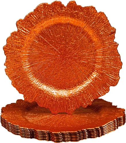 Miniatura 9 de MAONAME Juego de 8 platos base redondos negros de 13 pulgadas, bajoplatos de arrecife para platos de cena, platos base de plástico para boda
