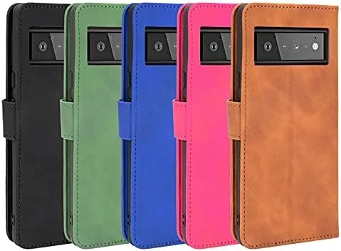 Miniatura 9 de Compatible con Google Pixel 6A, cubierta trasera magnética de piel, plegable, con ranura para tarjetero, para Google Pixel 6A