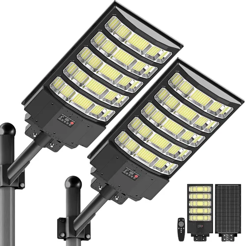 Miniatura 10 de OKPRO Farola solar de 5000 W para estacionamiento al aire libre, gran angular IP66 impermeable, 6500 K del atardecer al amanecer, LED con sensor