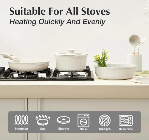 Miniatura 7 de KOCH SYSTEME CS Juego de 17 ollas y sartenes, juego de utensilios de cocina antiadherentes, mango desmontable, juegos de utensilios de cocina