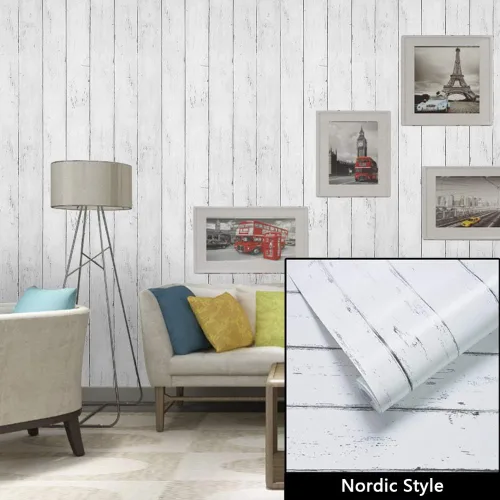 Miniatura 3 de Livelynine Shiplap Papel Tapiz Despegar y Pegar Papel de Contacto de Madera Blanca Papel Tapiz Decorativo Removible Rollo Papel Adhesivo para Tablón