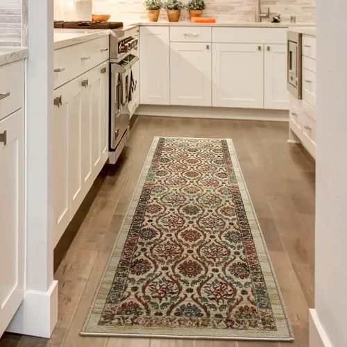 Miniatura 10 de Antep Rugs - Alfombras antideslizantes (antideslizante) 2 x 5 con parte trasera de goma floral geométrica de bajo perfil para cocinas