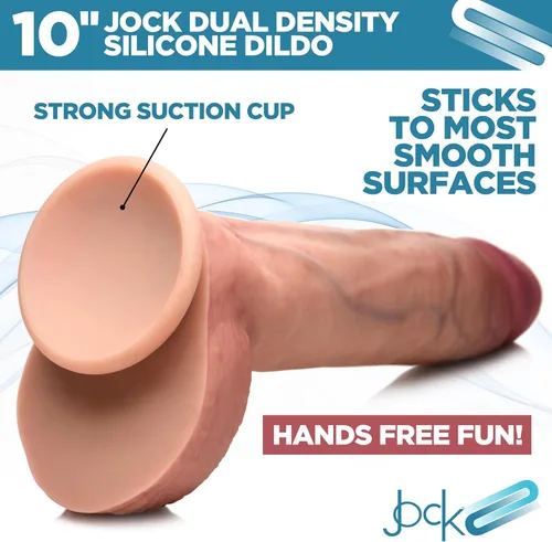 Miniatura 4 de CURVE TOYS Jock - Consolador de silicona de doble densidad de 10 pulgadas con bolas para hombres, mujeres y parejas. Consolador de silicona de alta