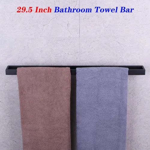 Miniatura 7 de GERZWY Barra de toalla de baño de 30 pulgadas negro mate SUS 304 Barra de toalla de baño de acero inoxidable estilo moderno montaje en pared
