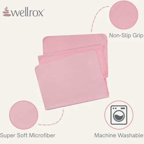Miniatura 2 de Wellrox Toalla de microfibra para esterilla de yoga con agarre, ultra absorbente, súper suave y de secado rápido, toalla de yoga caliente Rosa