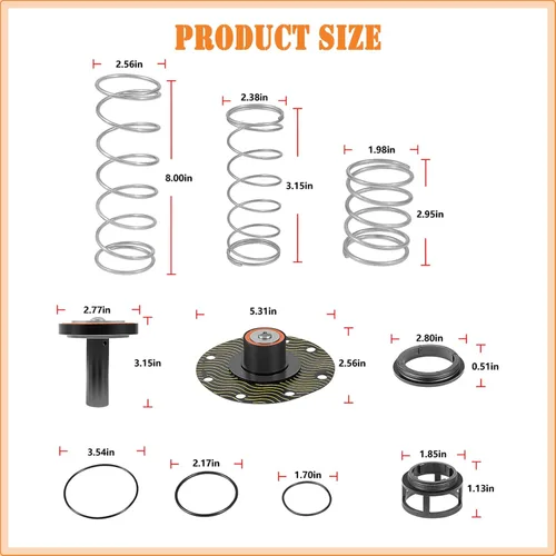 Miniatura 6 de Kit completo de reparación de repuesto para modelos de 1-1/4" a 2" 975XL y 975XL2, incluye poppets, resortes, asientos y más